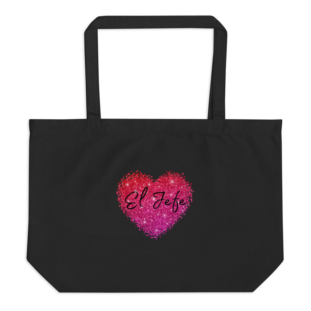 El Jefe - Pink: Large organic tote bag (double sided image)