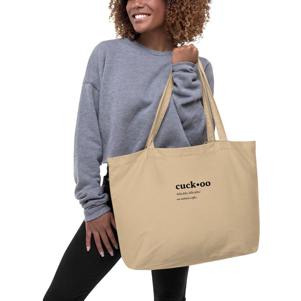 Cuckoo (single sided image) V1: Large organic tote bag
